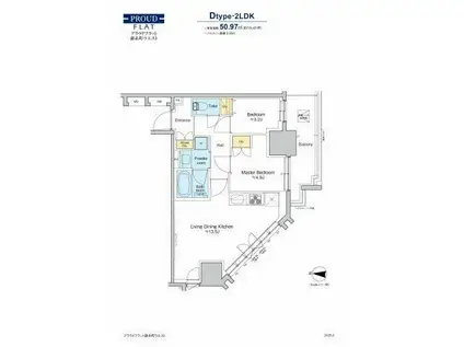 プラウドフラット錦糸町ウエスト(2LDK/12階)の間取り写真