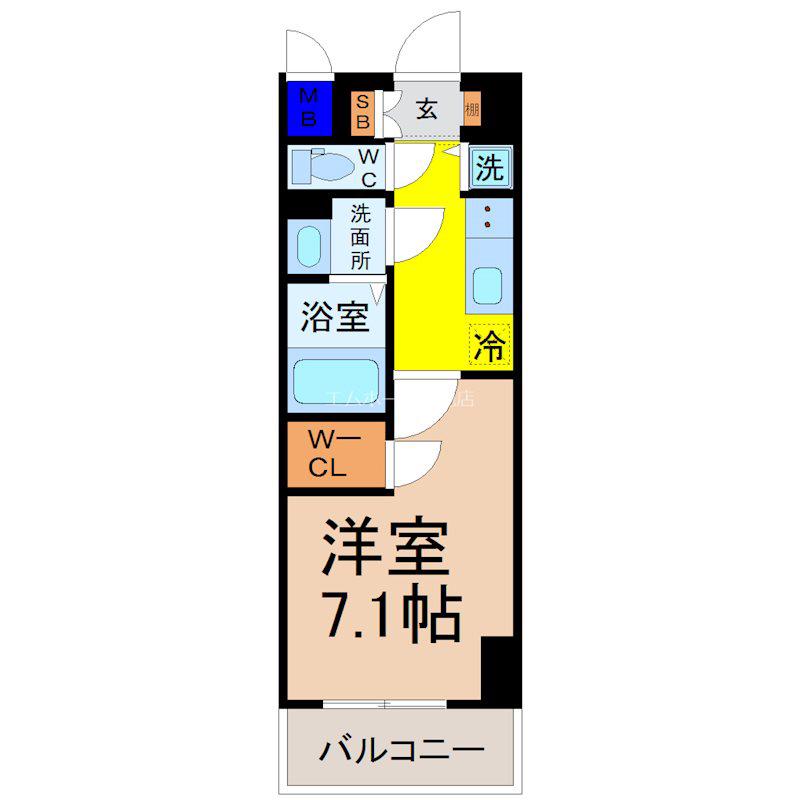 エスリード栄ル・クール(1K/2階)の間取り写真