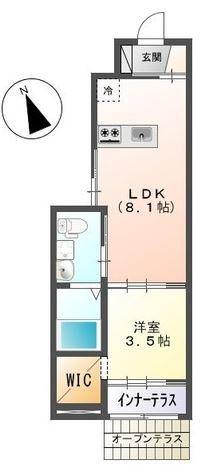 ケイフォレスト(1LDK/1階)の間取り写真