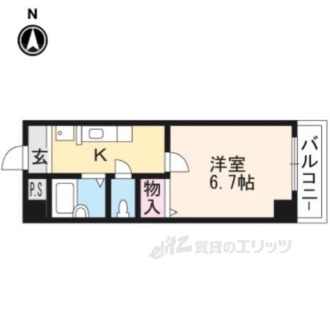クレール山陵(1K/2階)の間取り写真