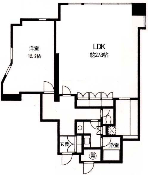 渋谷プロパティータワー(1LDK/15階)の間取り写真