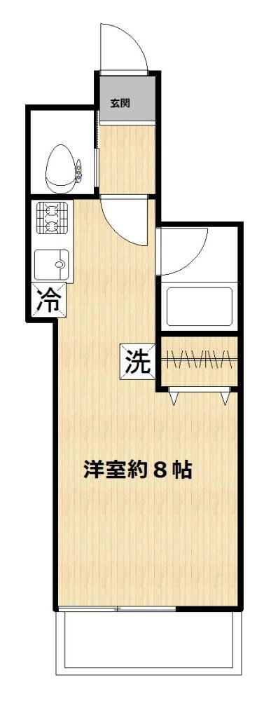 美宝ハイツ(ワンルーム/1階)の間取り写真