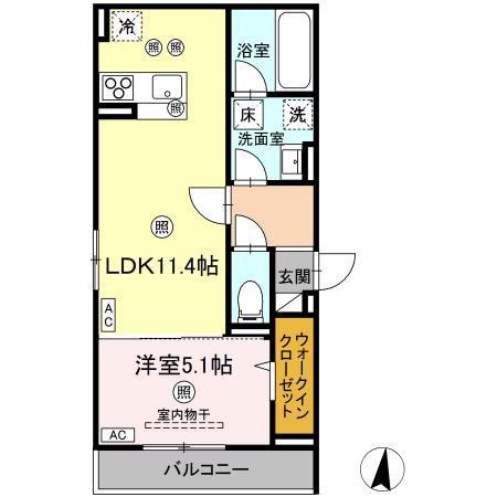 D-RESIDENCE南蔵王町1丁目E(1LDK/1階)の間取り写真