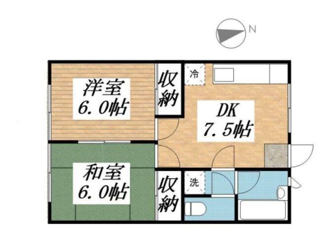 メゾン緑(2DK/2階)の間取り写真