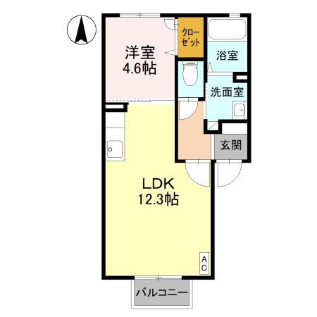 クレシェンテC(1LDK/2階)の間取り写真