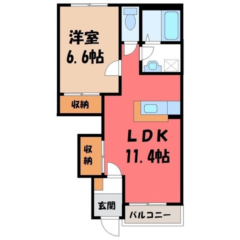 ジェム フォレスト(1LDK/1階)の間取り写真
