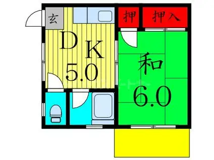 ユーアイマンション(2K/1階)の間取り写真