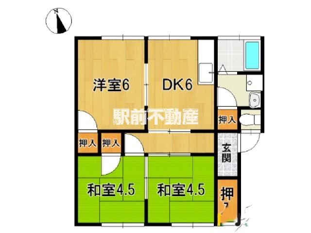 プランドゥ三橋II(3DK/2階)の間取り写真