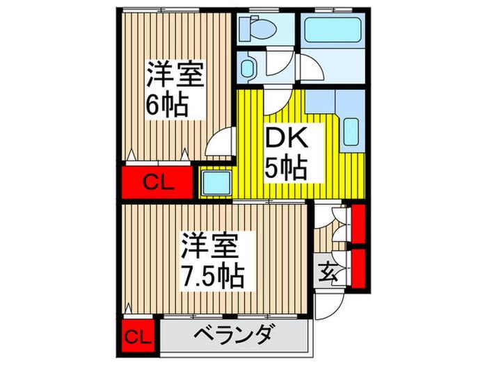 第五秋葉ビル(2DK/2階)の間取り写真