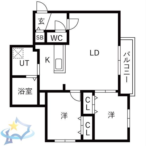 TERRACE SOEN(2LDK/2階)の間取り写真