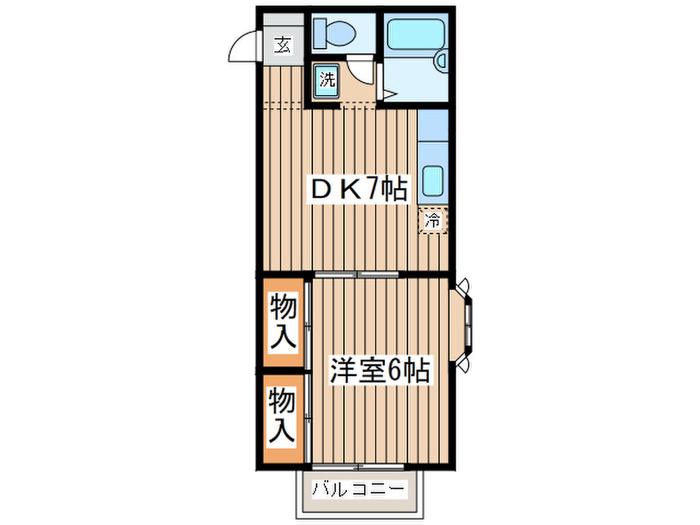 エステートピア小沢双(1DK/2階)の間取り写真