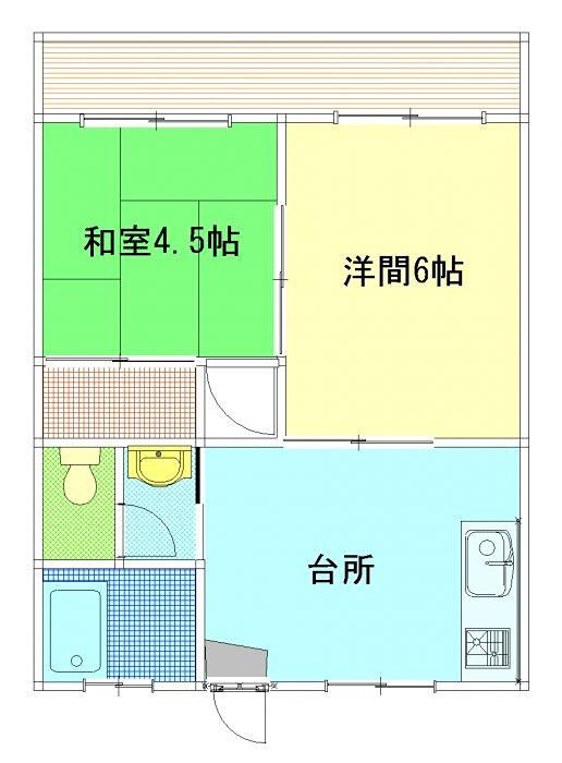 たなか荘(2DK/2階)の間取り写真