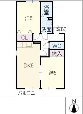 コートビレジ(2DK/2階)の間取り写真
