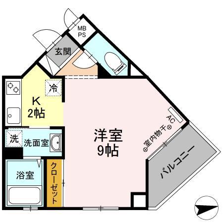 東急田園都市線 宮前平駅 徒歩7分 4階建 築18年(1K/2階)の間取り写真