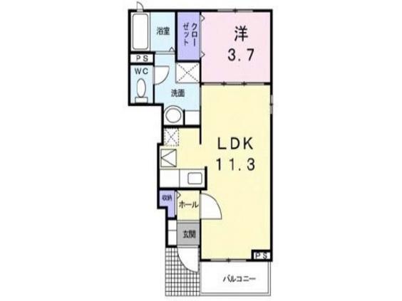 ポラリスⅡ(1LDK/1階)の間取り写真