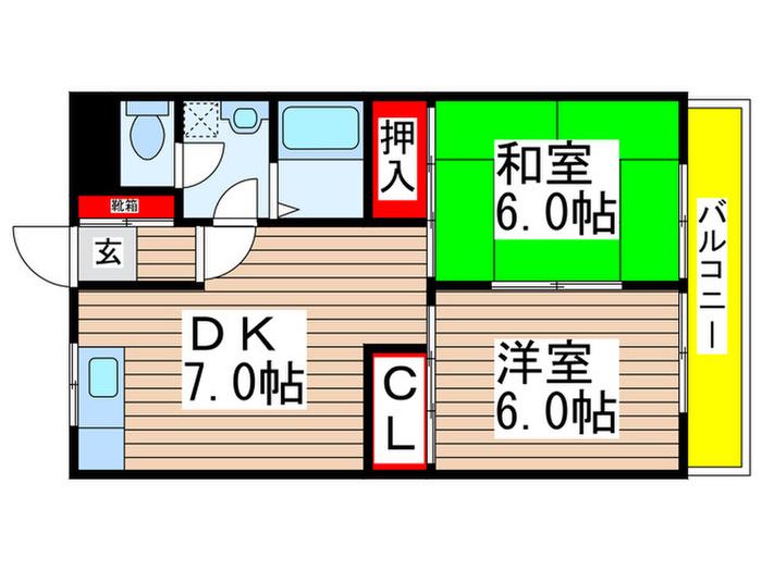 グレースK(2DK/3階)の間取り写真