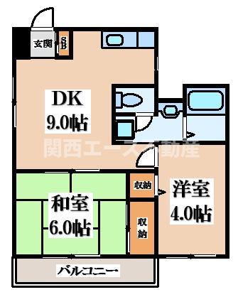 マンション高木(2DK/1階)の間取り写真