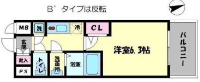 エスリード南堀江レジデンス(1K/6階)の間取り写真