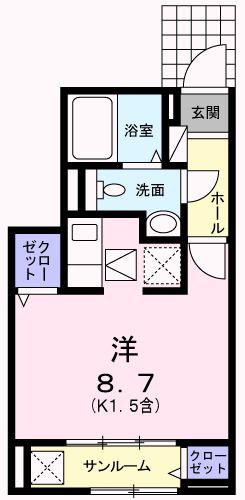 メゾンドルミエール(ワンルーム/1階)の間取り写真
