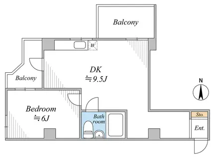 ヴェラハイツ赤坂(1DK/4階)の間取り写真