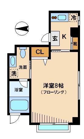 カーサ躑躅ヶ丘(1K/2階)の間取り写真