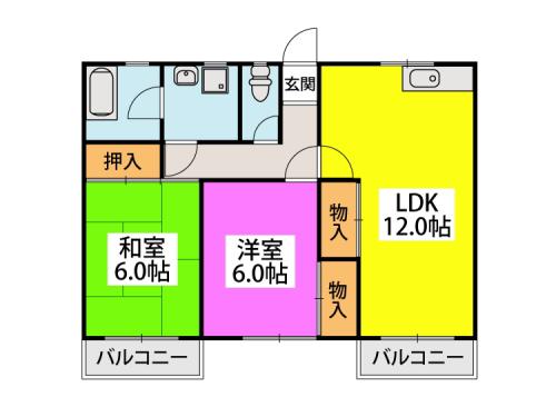 林ビル(3DK/6階)の間取り写真