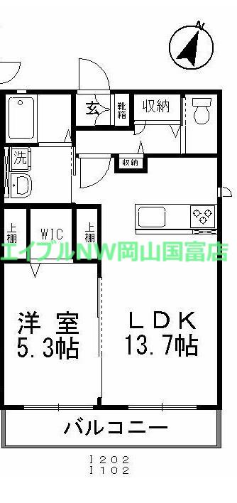 スマートI(1LDK/2階)の間取り写真