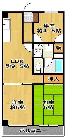 グランドステータス天神 A棟(3LDK/3階)の間取り写真