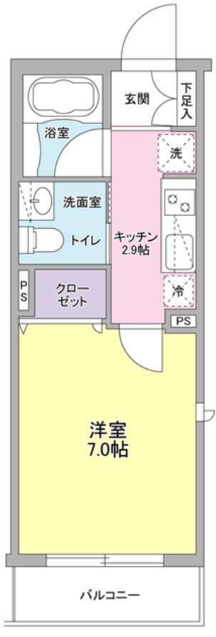 バンデューセン(1K/2階)の間取り写真