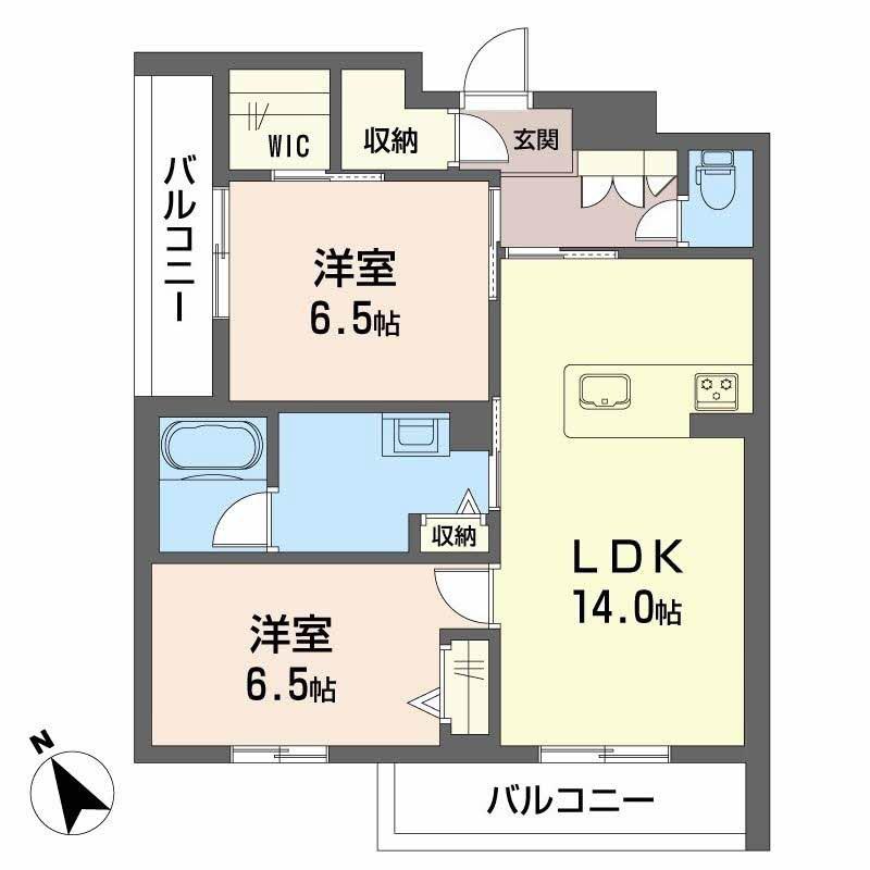 新清館III(2LDK/2階)の間取り写真