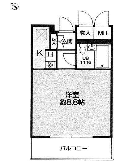 ライオンズマンション神戸西元町(1K/3階)の間取り写真