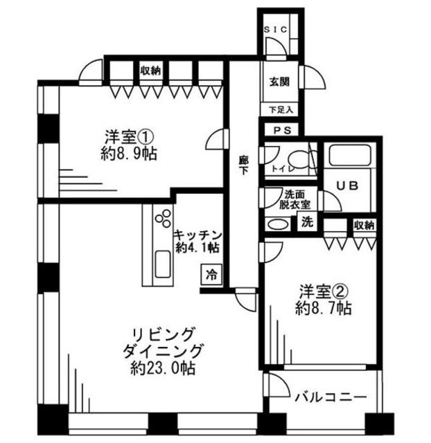 レジディアタワー麻布十番(2LDK/18階)の間取り写真