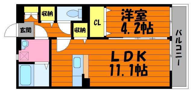 エヌスタイル(1LDK/2階)の間取り写真