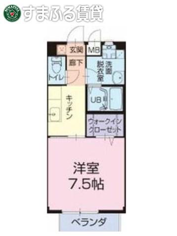 エイトブリッジB(1K/1階)の間取り写真