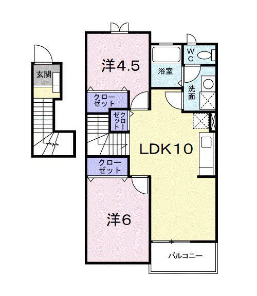 メゾン山水(2LDK/2階)の間取り写真