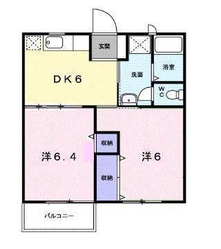 サン・ミニオン(2DK/2階)の間取り写真