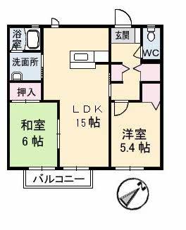 シャーメゾン長府黒門(2LDK/1階)の間取り写真