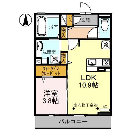 フローリッシュ(1LDK/2階)の間取り写真