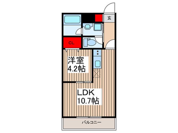 リヴェール北坂戸(1LDK/3階)の間取り写真