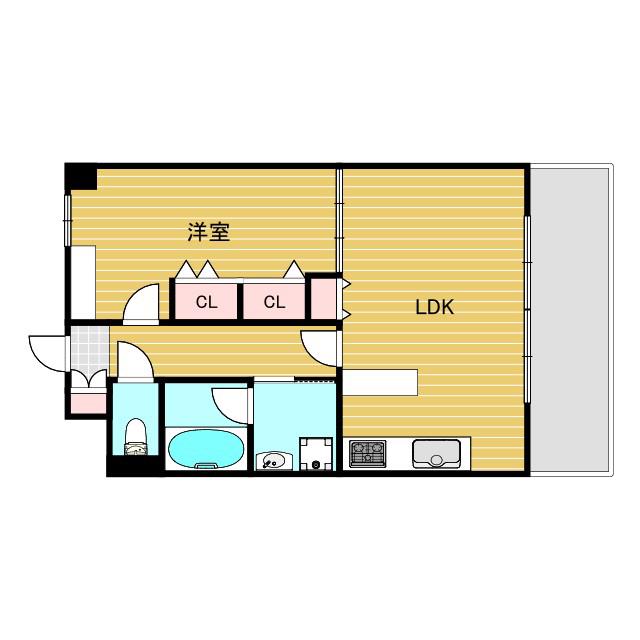 ガーデンレジデンス田川(1LDK/3階)の間取り写真