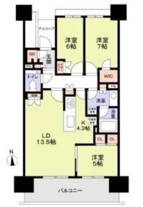 HARUMI FLAG PARK VILLAGE C棟(3LDK/12階)の間取り写真