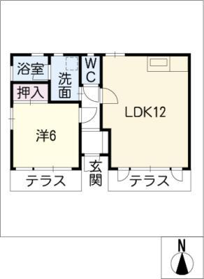 ヴィラ・クローバー(1LDK/1階)の間取り写真