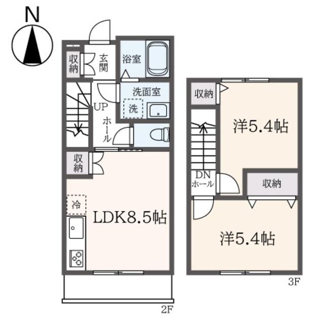 NOZOMIO梅ヶ丘(2LDK/2階)の間取り写真
