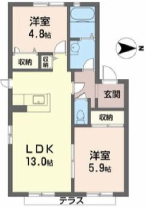 二色の浜グリーンヴィレッジ(2LDK/2階)の間取り写真