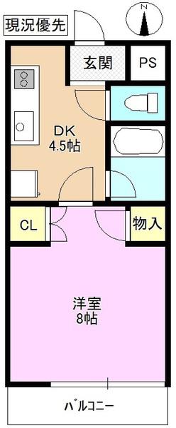 コーポ小さな森(1K/2階)の間取り写真