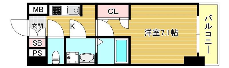 S-RESIDENCE大阪九条ノース(1K/8階)の間取り写真