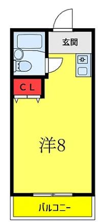 ビラ本郷(ワンルーム/2階)の間取り写真