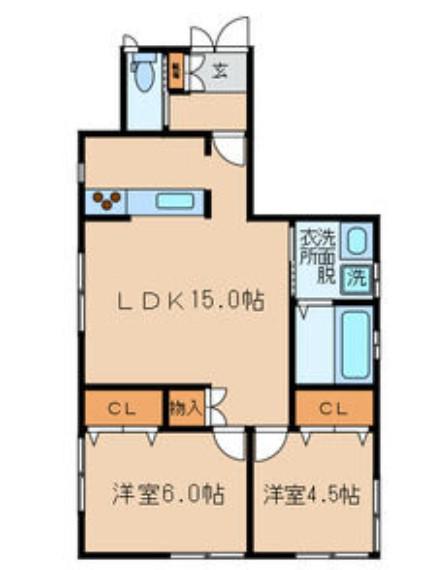 エスポア(2LDK/1階)の間取り写真
