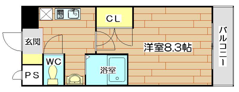 ユーズコート(1K/2階)の間取り写真