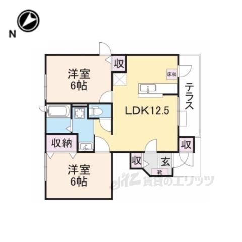 フィオーレ2(2LDK/1階)の間取り写真